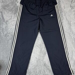 Vintage Adidas Track Windbreaker Pants Mens XL Blue Stripes Nylon 90's Y2K